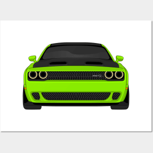DODGE HELLCAT FRONT LIME Posters and Art